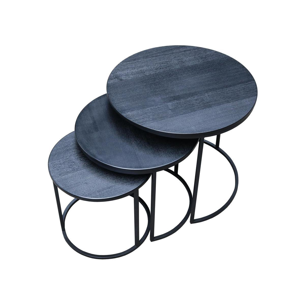 Blackish Side Roundy Lounge Living Room Center Nesting Tables (Set of 3) - waseeh.com