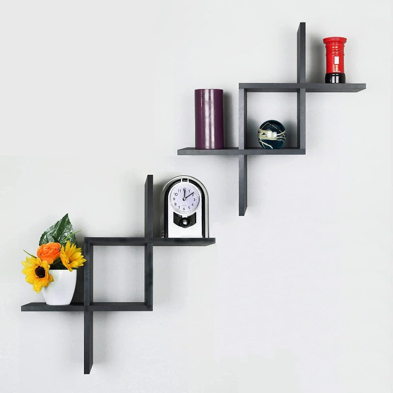 Criss Cross Kids Bedroom Organizer Floating Shelve Decor (Set of 2) - waseeh.com