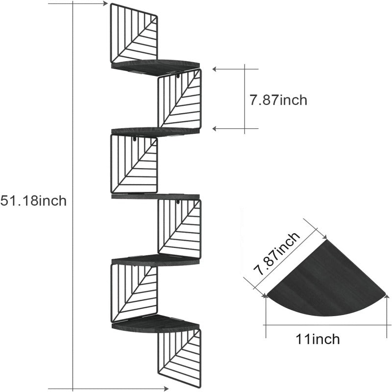 KANKEI Corner Shelf Wall Mount of 5 Tier Floating Shelves Wall Shelves - waseeh.com