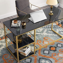 AVE Gold Home Office Workstation Writing Organizer Desk Table - waseeh.com