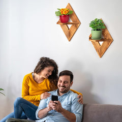 Geometric Wall Wooden Shelf (Set of 2)