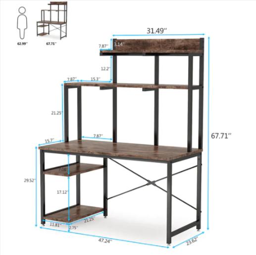 Vicinity Vintage Computer Workstation Home Office Desk Table - waseeh.com