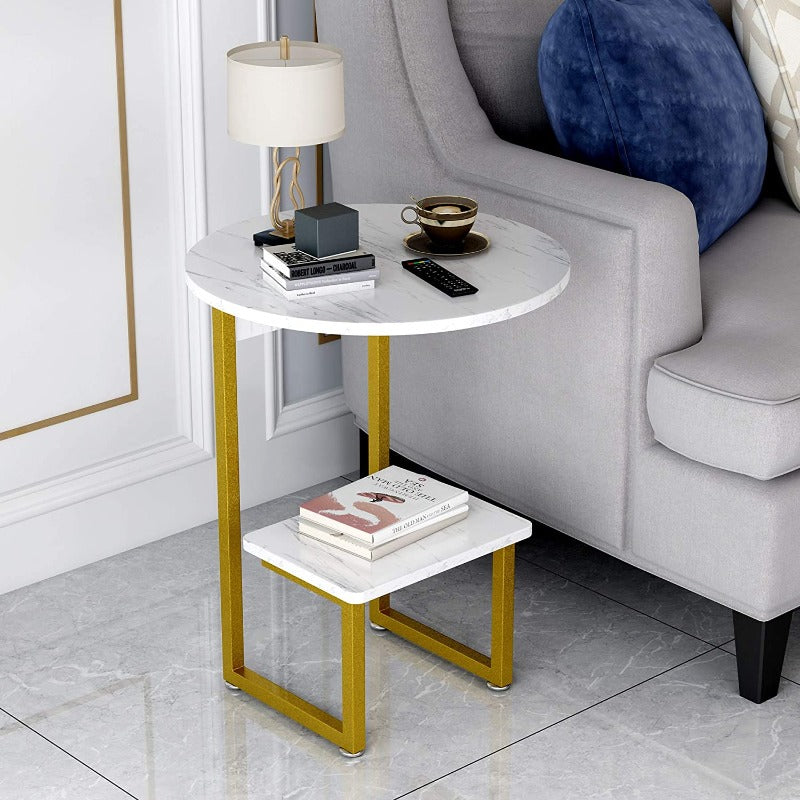 Round Sleek Sofa Home Side Table Decor - waseeh.com