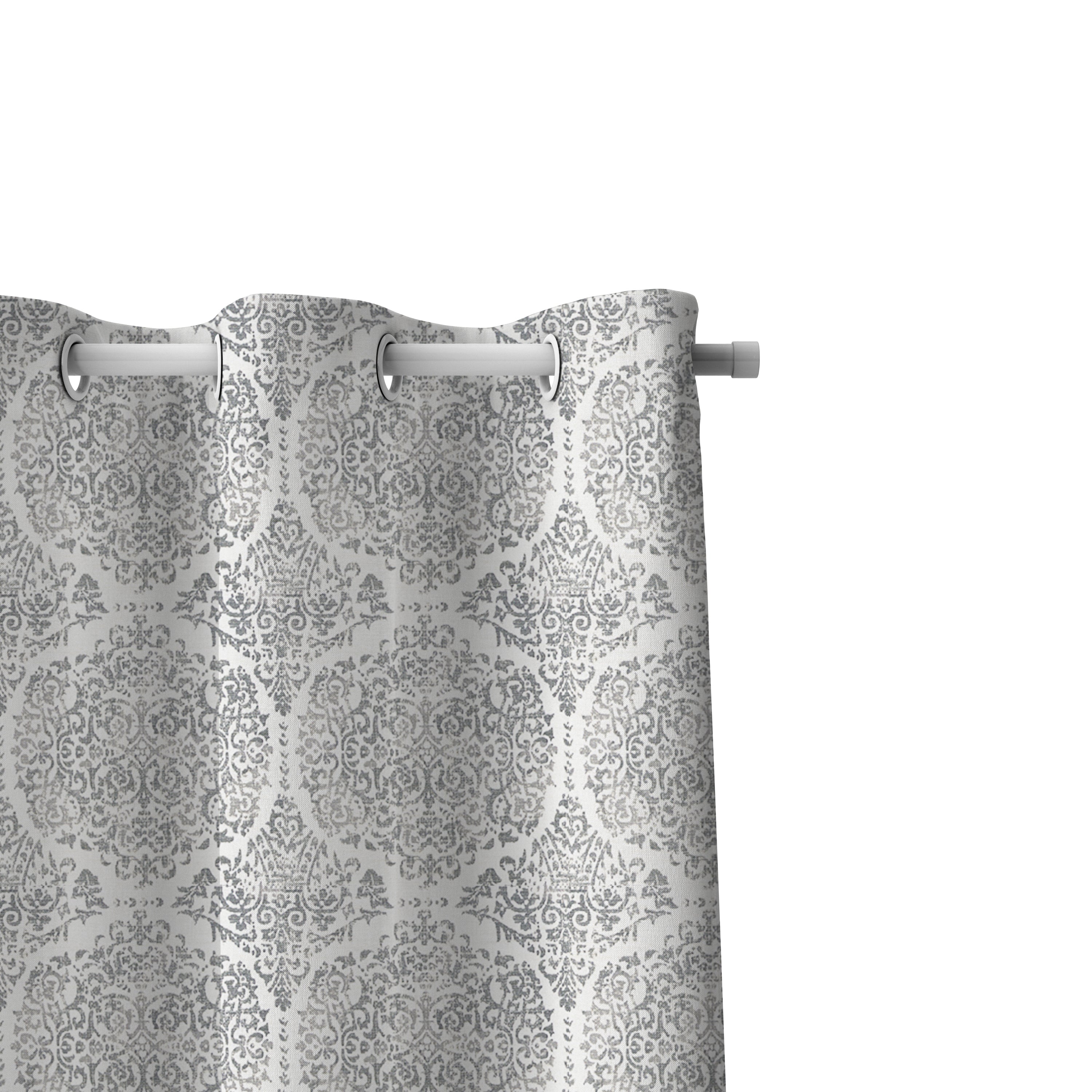 White & Grey Pattern Curtains