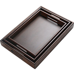 Triple Wooden Tray Tea Set (Pack of 3)