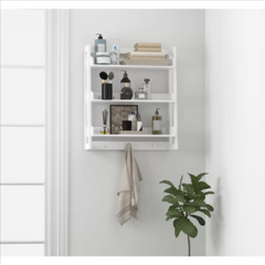 Cersei Bathroom Solid Wood Floating Shelve Organizer Rack - waseeh.com