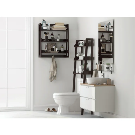 Cersei Bathroom Solid Wood Floating Shelve Organizer Rack - waseeh.com