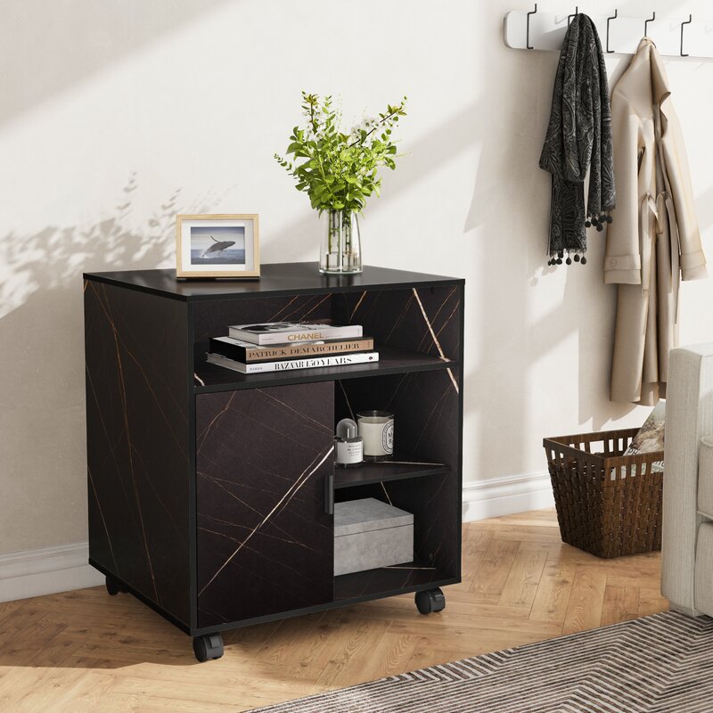 Fortune Rolling Wheel Cabinet Side Table Home Office Trolley - waseeh.com