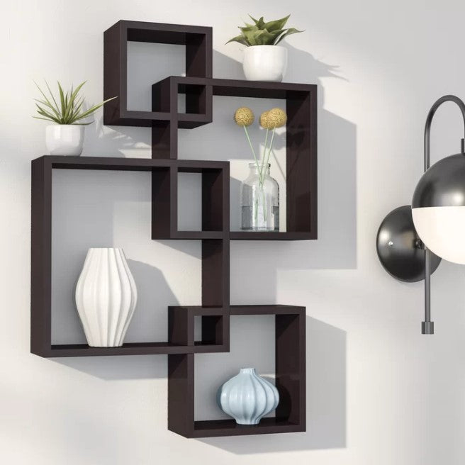 Espresso Square Living Lounge Bedroom Floating Shelve Decor - waseeh.com