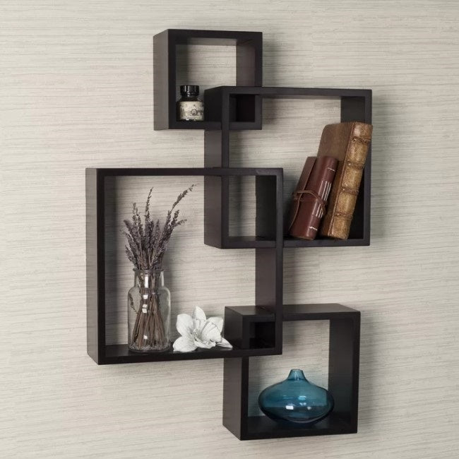 Espresso Square Living Lounge Bedroom Floating Shelve Decor - waseeh.com