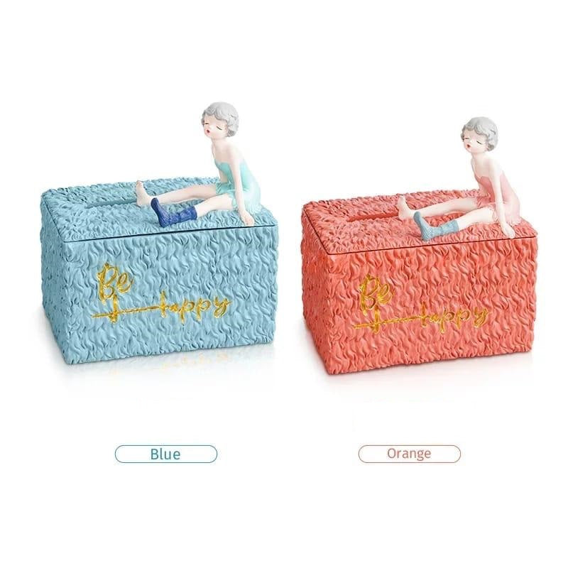 Resin Girl Tissue Box - waseeh.com