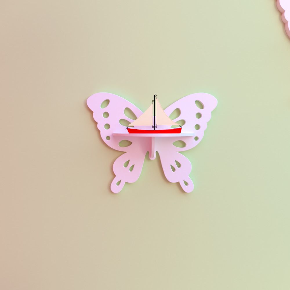 Crater Butterfly Kids Bedroom Floating Shelve Decor - waseeh.com