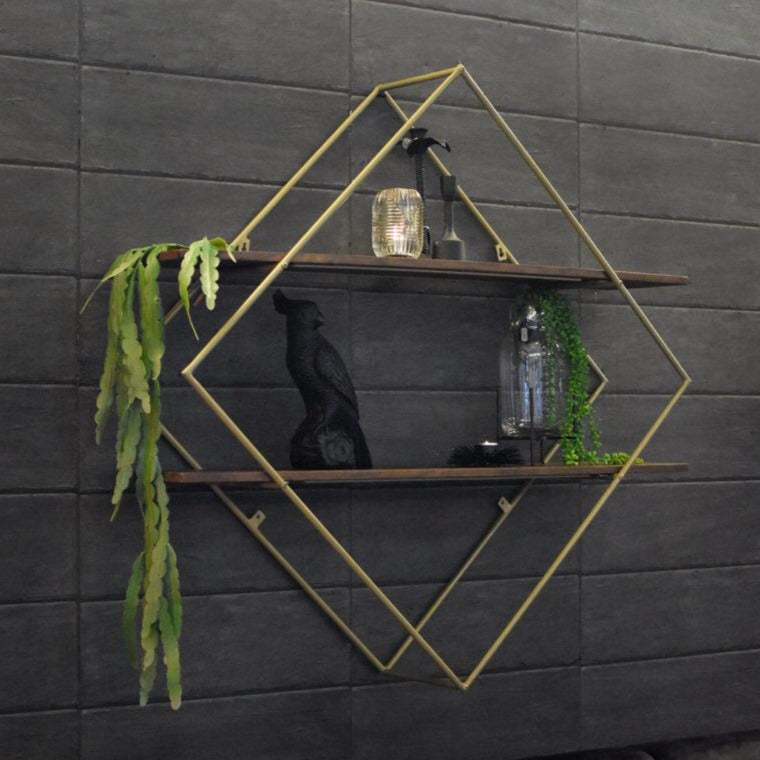 Wall-Mounted "Diamond" Floating Metal Storage Shelve Frame Decor - waseeh.com