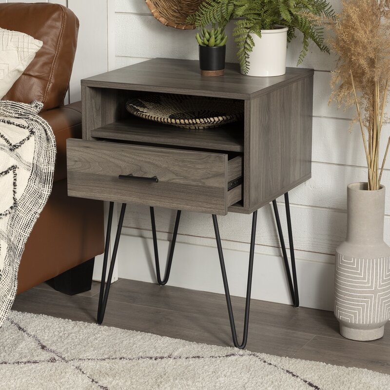 Rustic Living Lounge Coffee Center Side Hairpin Side Table (Greyish Cloud) - waseeh.com