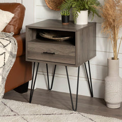 Rustic Living Lounge Coffee Center Side Hairpin Side Table (Greyish Cloud) - waseeh.com