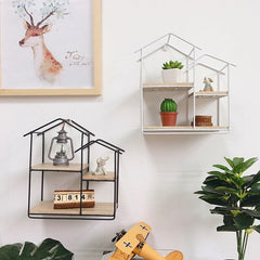 Wall-Mounted "Home" Floating Metal Storage Shelve Frame Decor - waseeh.com